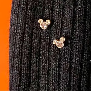 Silver cz or crystal Mickey Mouse Disney earrings